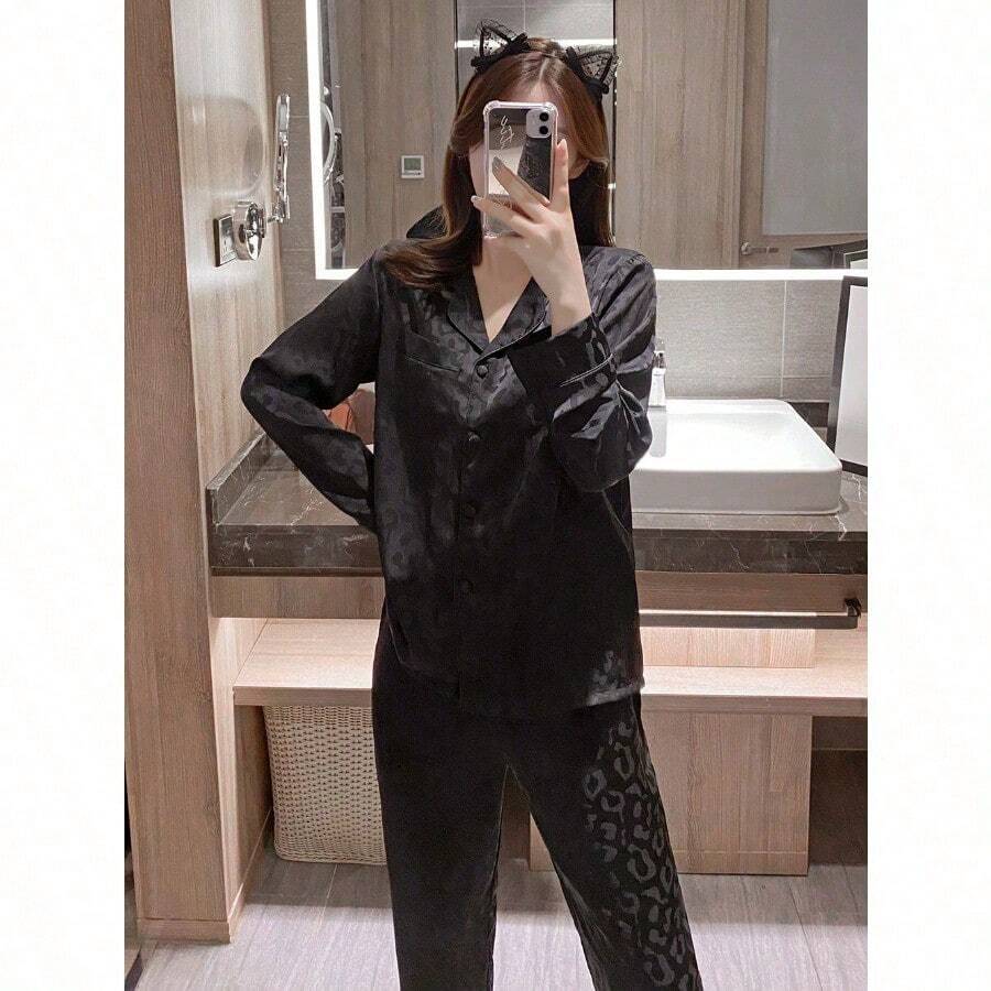Ins High-End Long-Sleeved Pajamas For Women's Spring And Autumn New Ice Silk Trousers, Summer Silk Loungewear Suit Can Be Worn Outside Leisure, Anti-Static, Breathable, For Sleeping, For Bathing, Elastic, Antibacterial, For Home Use, Warm, Comfortable, Mo Ins High-End Long-Sleeved Pajamas For Women's Spring And Autumn New Ice Silk Trousers, Summer Silk Loungewear Suit Can Be Worn Outside Leisure, Anti-Static, Breathable, For Sleeping, For Bathing, Elastic, Antibacterial, For Home Use, Warm, Comfortable, Mo