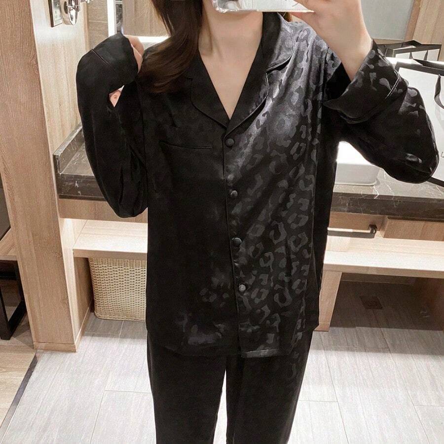 Ins High-End Long-Sleeved Pajamas For Women's Spring And Autumn New Ice Silk Trousers, Summer Silk Loungewear Suit Can Be Worn Outside Leisure, Anti-Static, Breathable, For Sleeping, For Bathing, Elastic, Antibacterial, For Home Use, Warm, Comfortable, Mo Ins High-End Long-Sleeved Pajamas For Women's Spring And Autumn New Ice Silk Trousers, Summer Silk Loungewear Suit Can Be Worn Outside Leisure, Anti-Static, Breathable, For Sleeping, For Bathing, Elastic, Antibacterial, For Home Use, Warm, Comfortable, Mo
