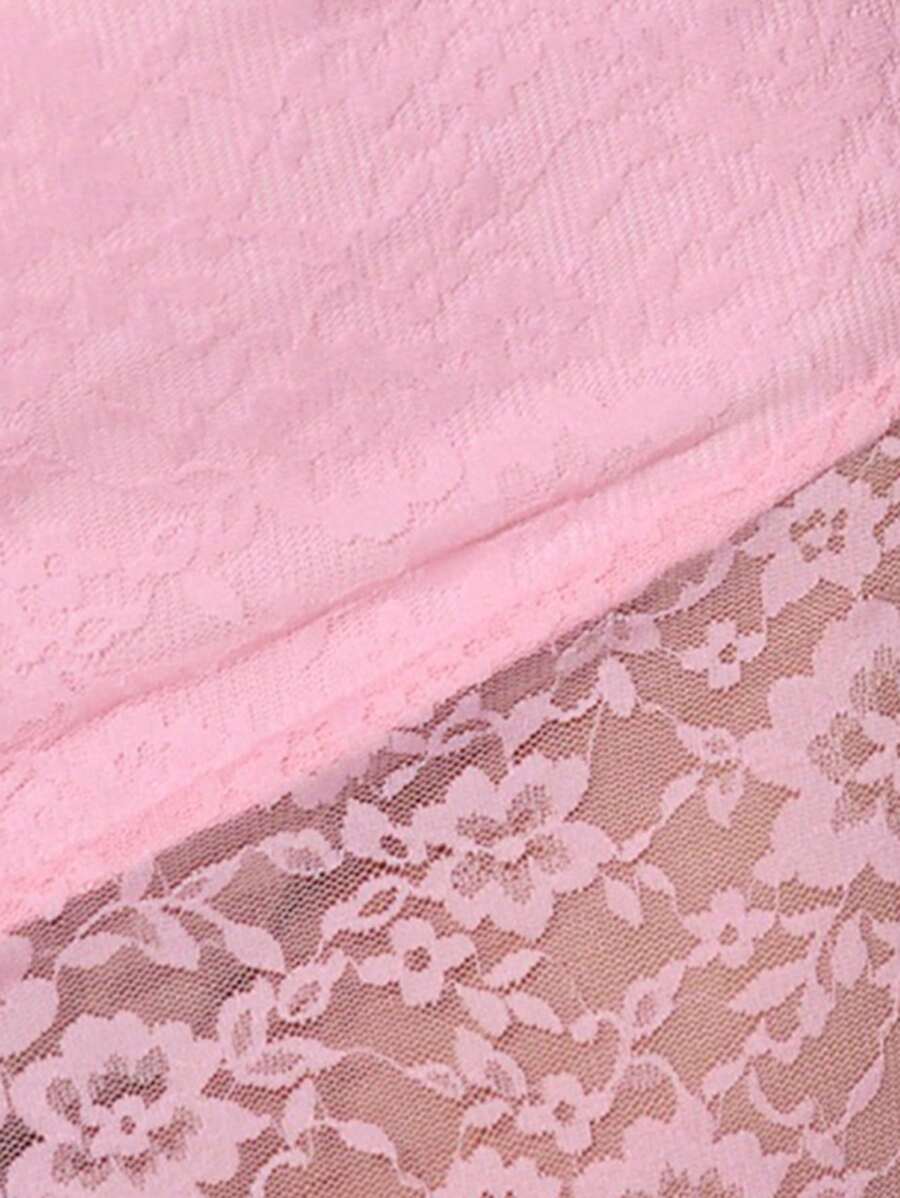 Women's sexy suspender asymmetric hem lace nightgown Women's sexy suspender asymmetric hem lace nightgown