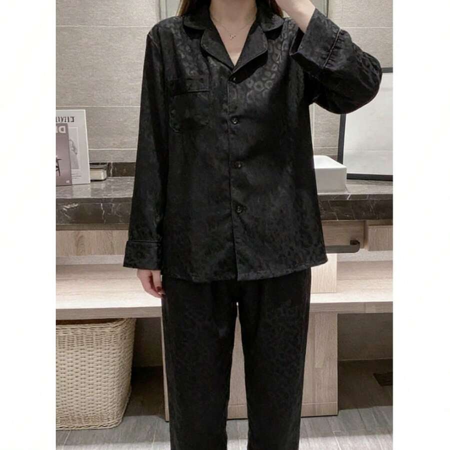 Ins High-End Long-Sleeved Pajamas For Women's Spring And Autumn New Ice Silk Trousers, Summer Silk Loungewear Suit Can Be Worn Outside Leisure, Anti-Static, Breathable, For Sleeping, For Bathing, Elastic, Antibacterial, For Home Use, Warm, Comfortable, Mo Ins High-End Long-Sleeved Pajamas For Women's Spring And Autumn New Ice Silk Trousers, Summer Silk Loungewear Suit Can Be Worn Outside Leisure, Anti-Static, Breathable, For Sleeping, For Bathing, Elastic, Antibacterial, For Home Use, Warm, Comfortable, Mo